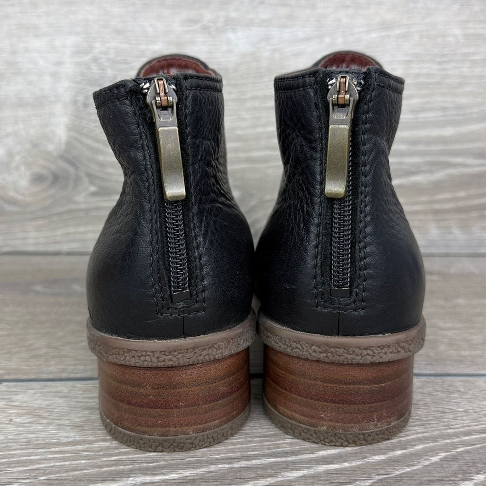 Dansko Becki Women’s Sz 10.5-11/EU 41 Black Leather Rear Zip Heeled Ankle Boots - Picture 4 of 13